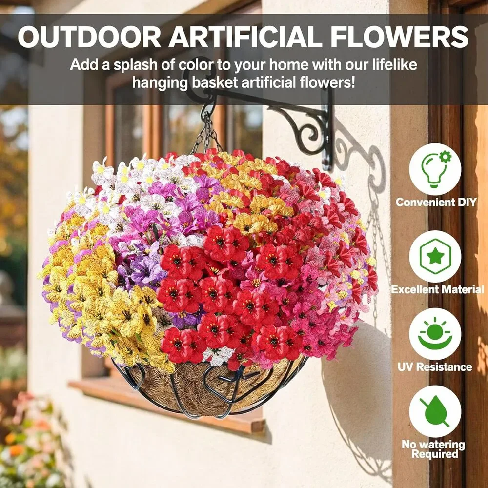 22 Pack Artificial Flowers, Outdoor Indoor, Faux Silk Flowers (Multi-Colour)